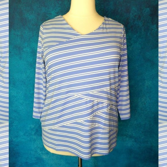 NWT Charter Club Striped Blue White Top Size 2X - Picture 2 of 9